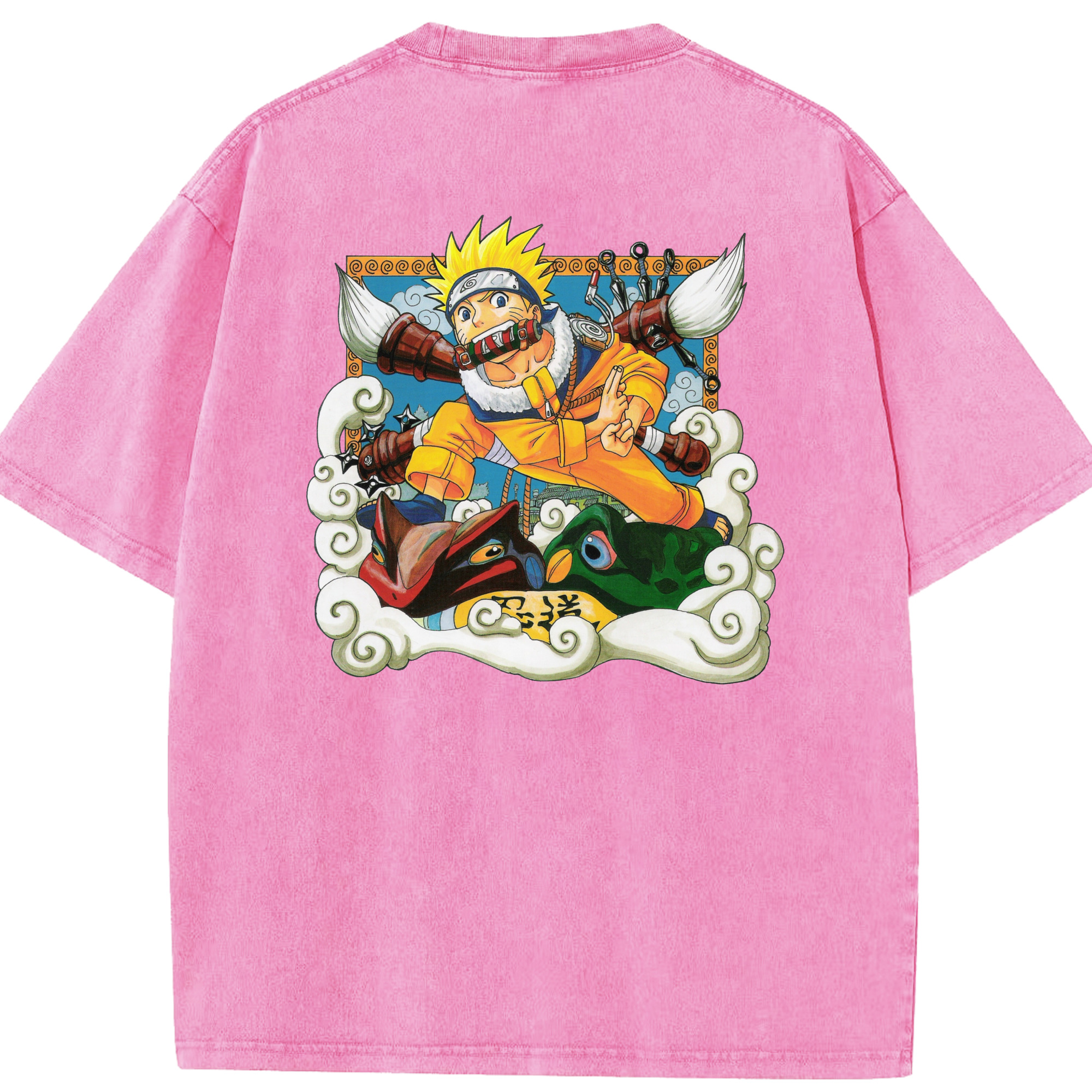 （画像用） NARUTO -ナルト- うずまき ナルト Uzumaki Naruto 綿100% ヴィンテージ風 半袖Tシャツ（背面プリント）